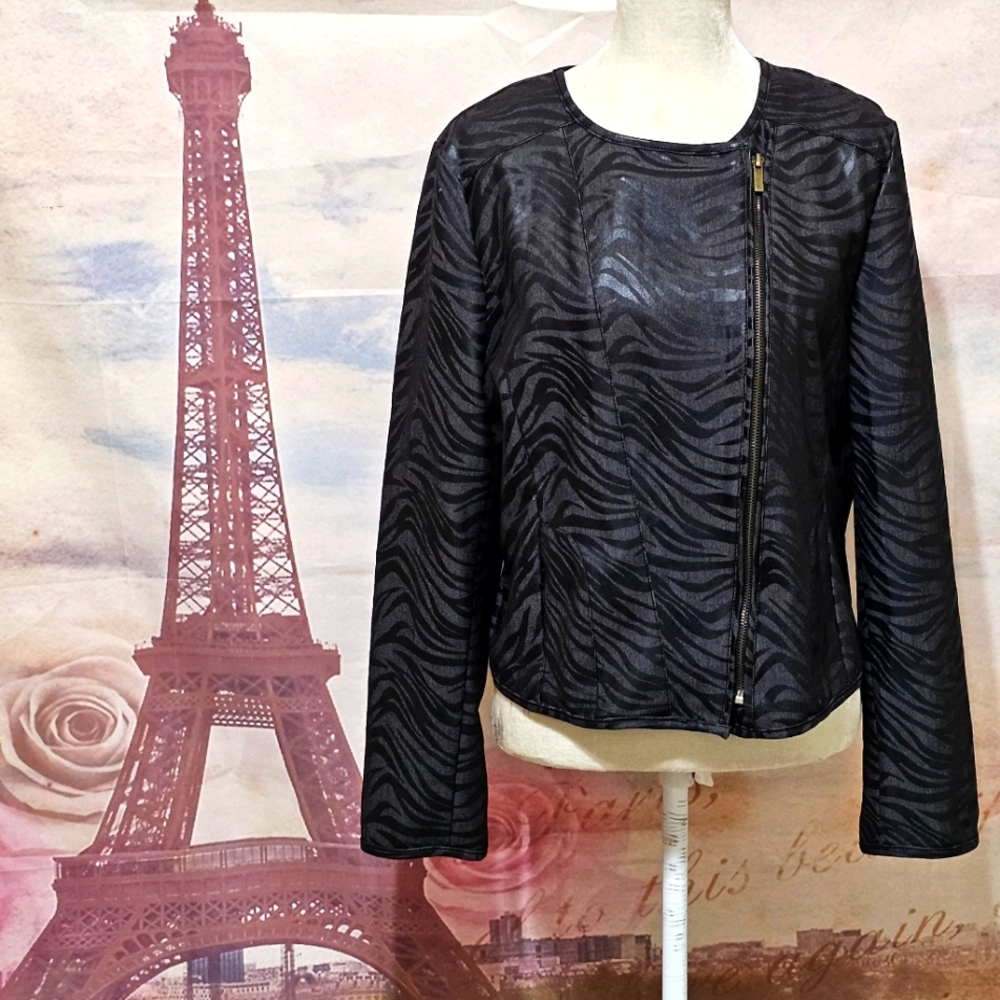 Kenneth Cole Reaction animal print moto jacket
